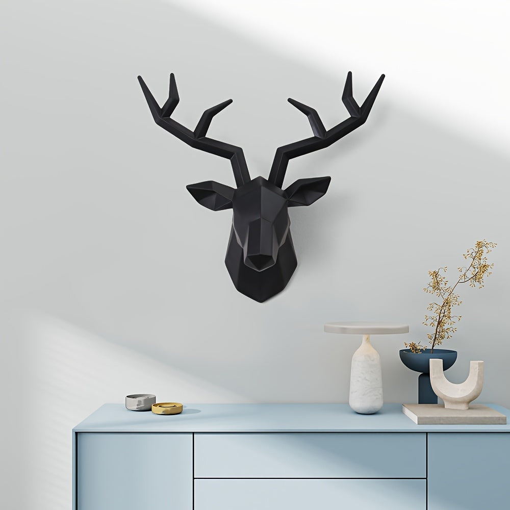 Tnessential Resin Creative Geometric Auspicious Deer Head 3D Decor