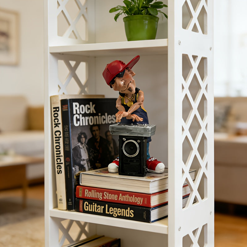 Tnessential Resin DJ Statue with Red Hat & Golden Chains 3D Decor