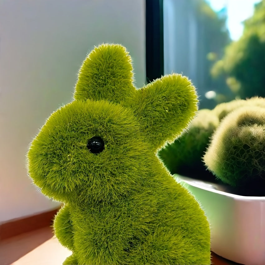 Tnessential Garden Style Decorative Moss Rabbit Figurine 3D Decor
