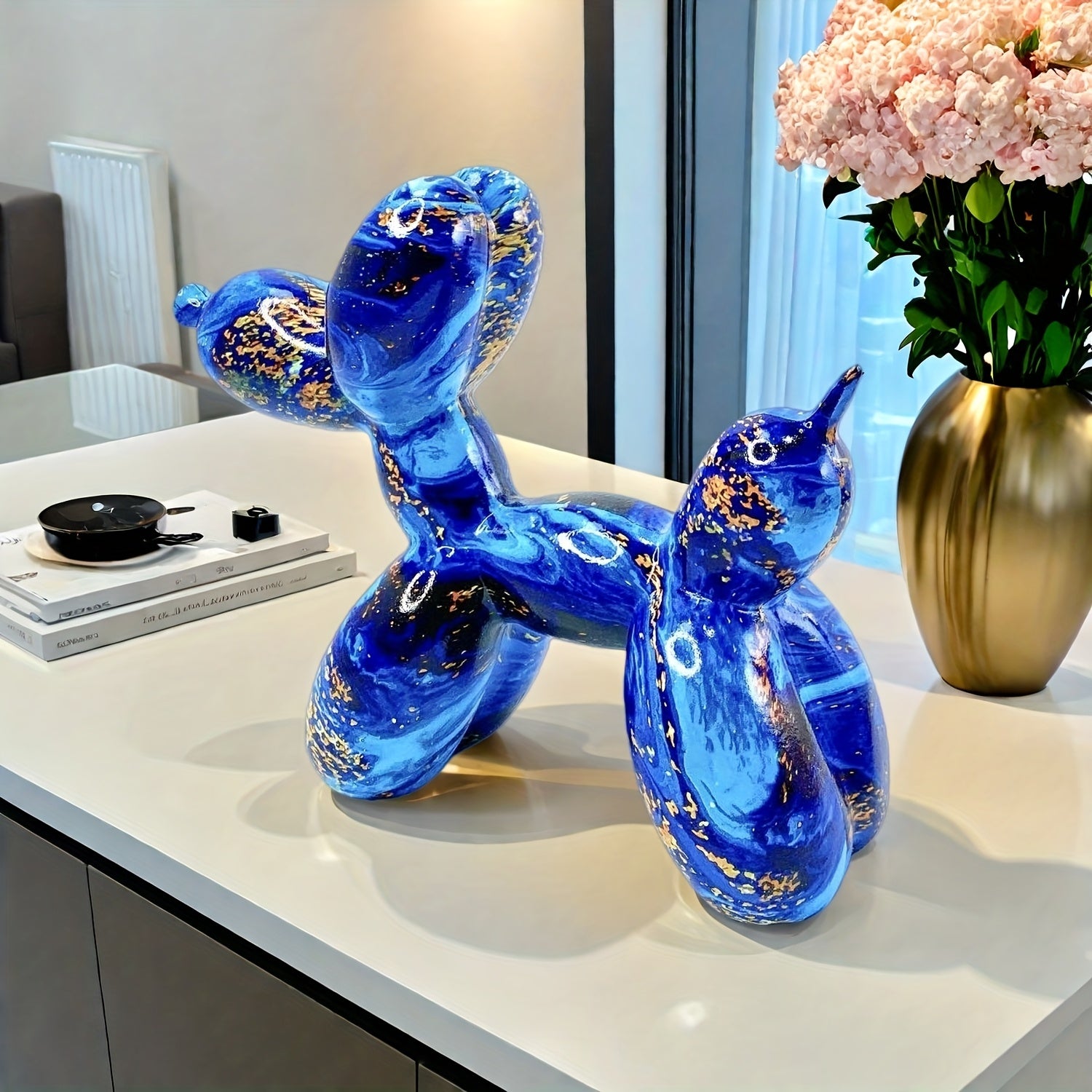 Tnessential Blue and Golden Water-soaked Balloon Dog 3D Decor