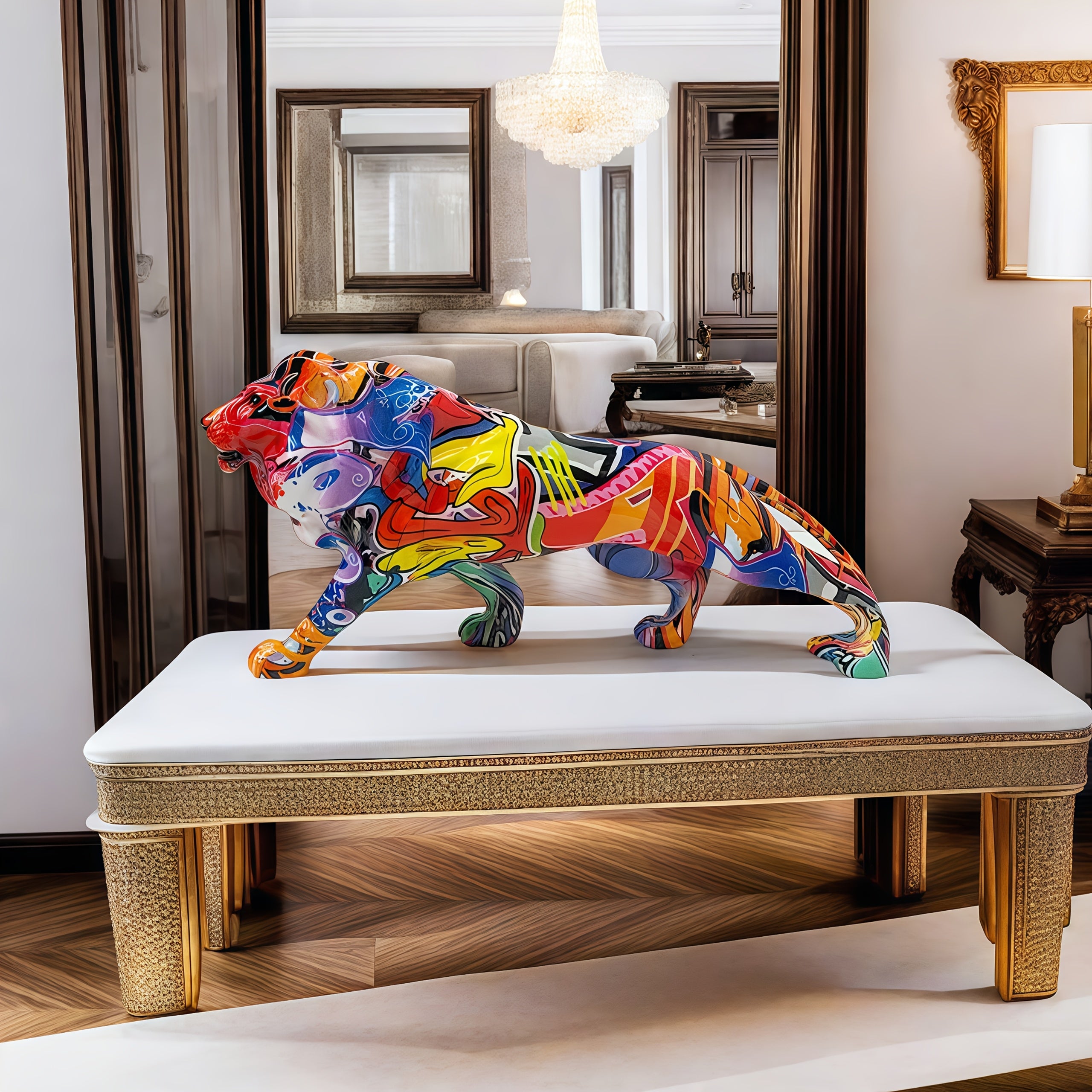 Tnessential Colorful Lion King Resin Statue 3D Decor