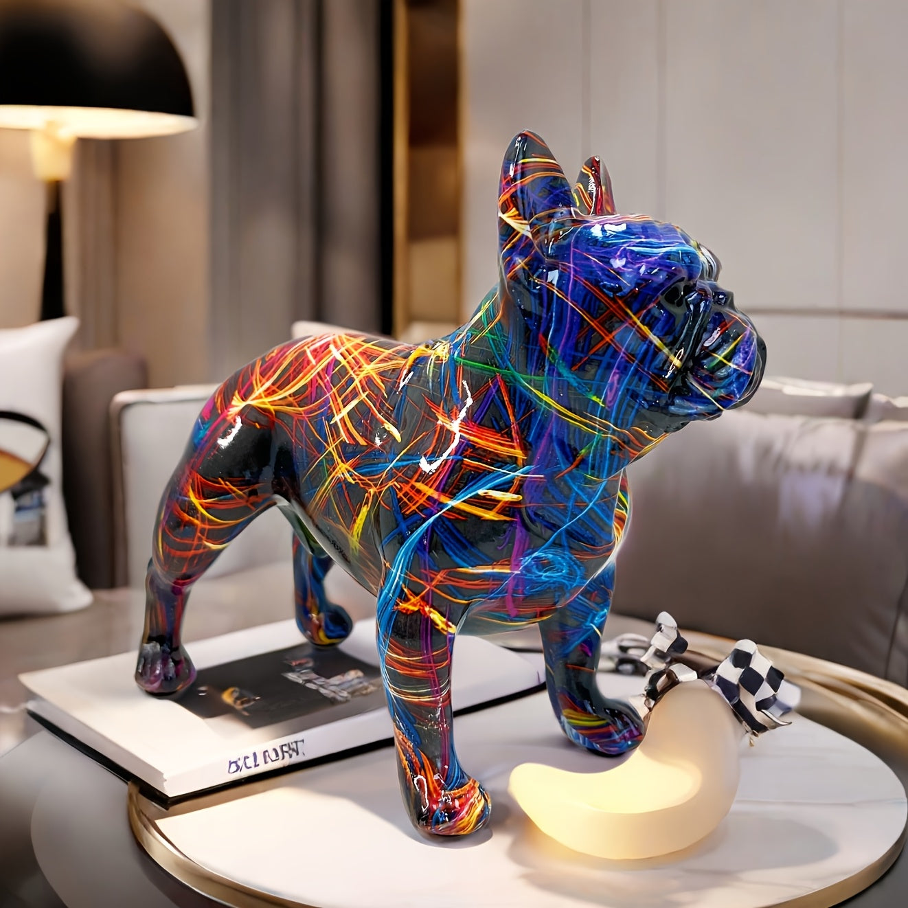 Tnessential Creative French Bulldog Resin Sculpture 3D Decor