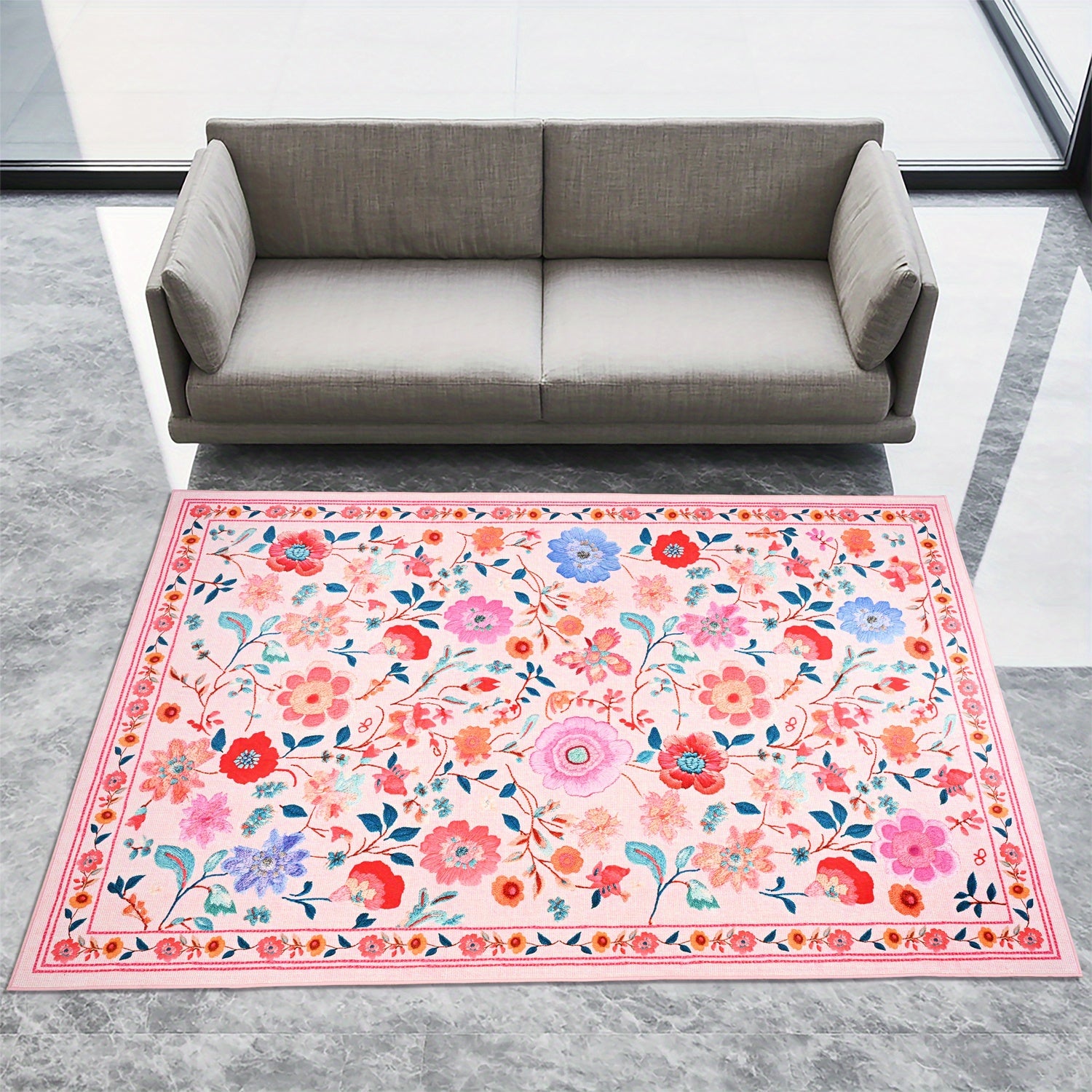 PINK FLORAL 2 RUG view 5