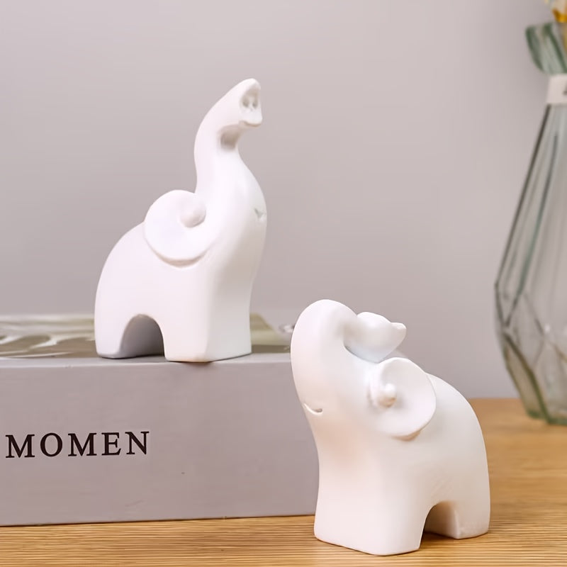 Tnessential Little White Elephant Modern Minimalist Resin Decorative 3D Decor