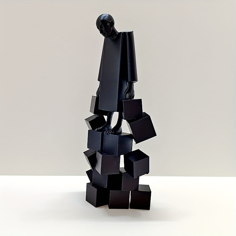 Tnessential Modern Abstract Sculpture: Man Carrying Heavy Load 3D Decor