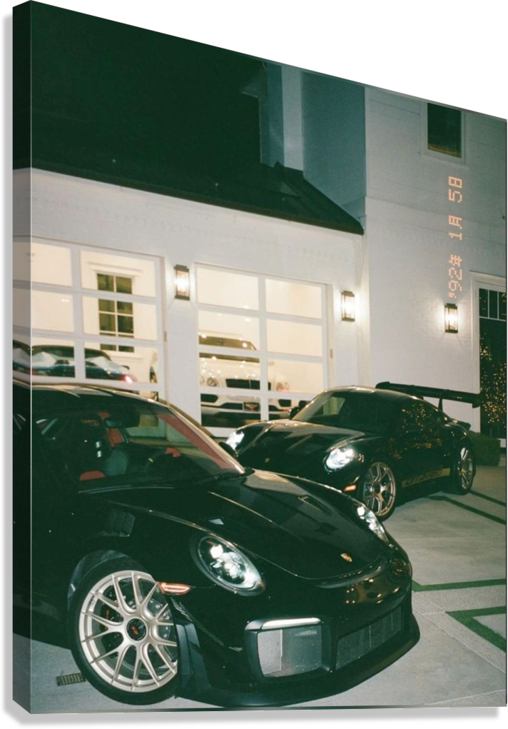 PORSCHE 911 GT3 LUXURY GARAGE NIGHT CANVAS POSTER