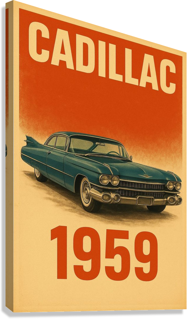CADILLAC 1959 VINTAGE LUXURY CAR CANVAS POSTER