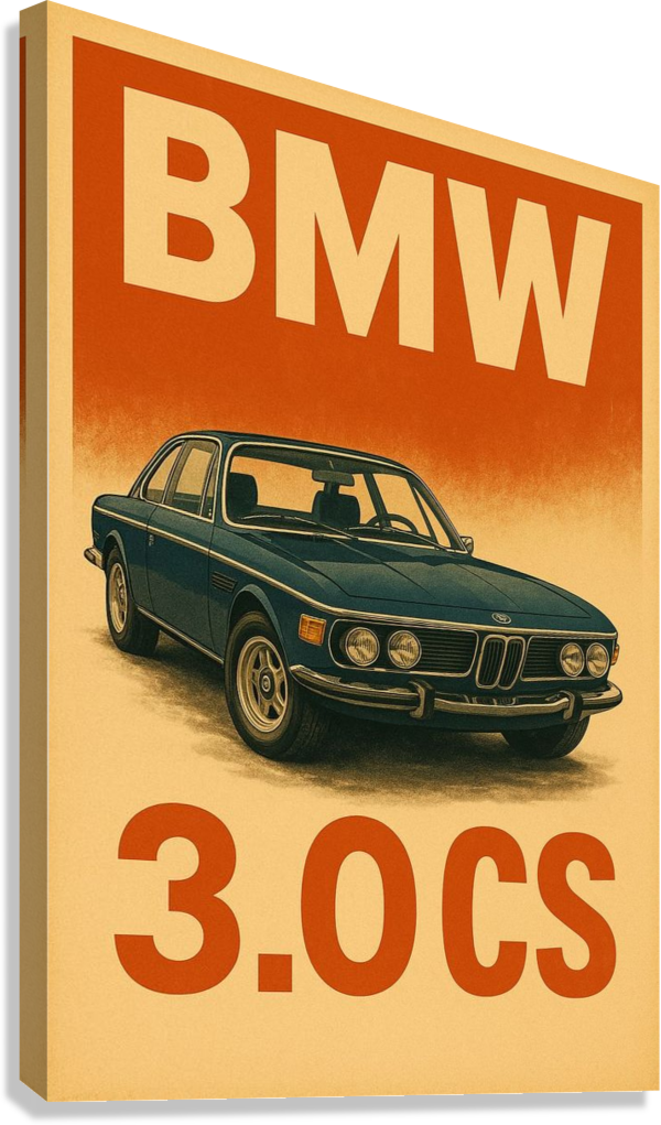 BMW 3.0 CS VINTAGE PERFORMANCE CANVAS POSTER