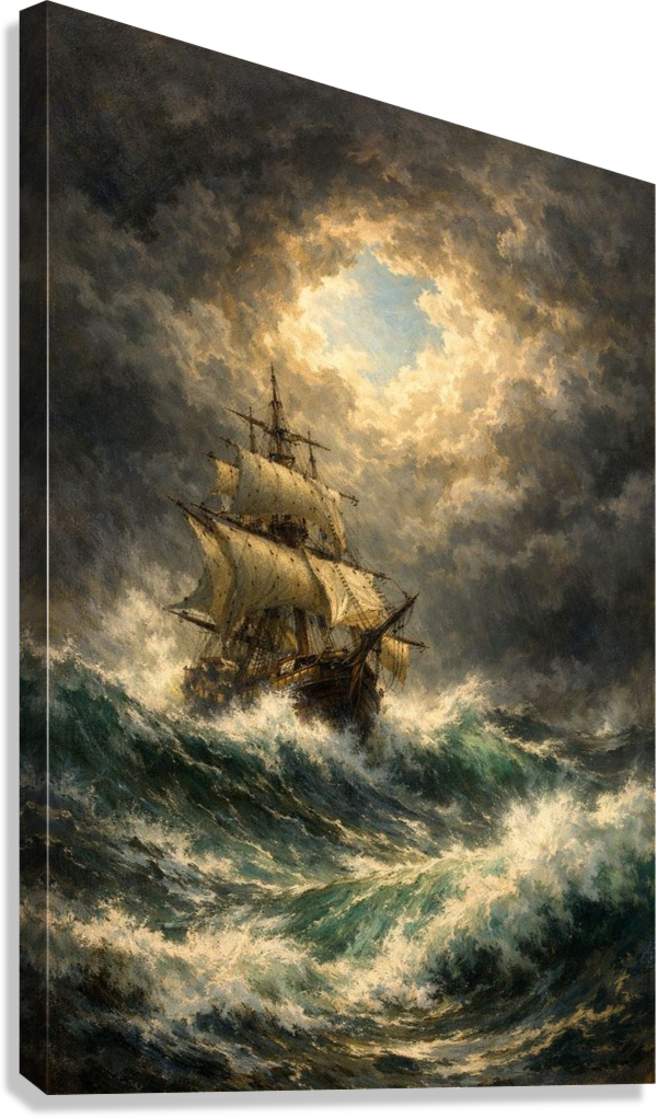 STORMY SEA SAILING SHIP CLASSIC ART CANVAS POSTER