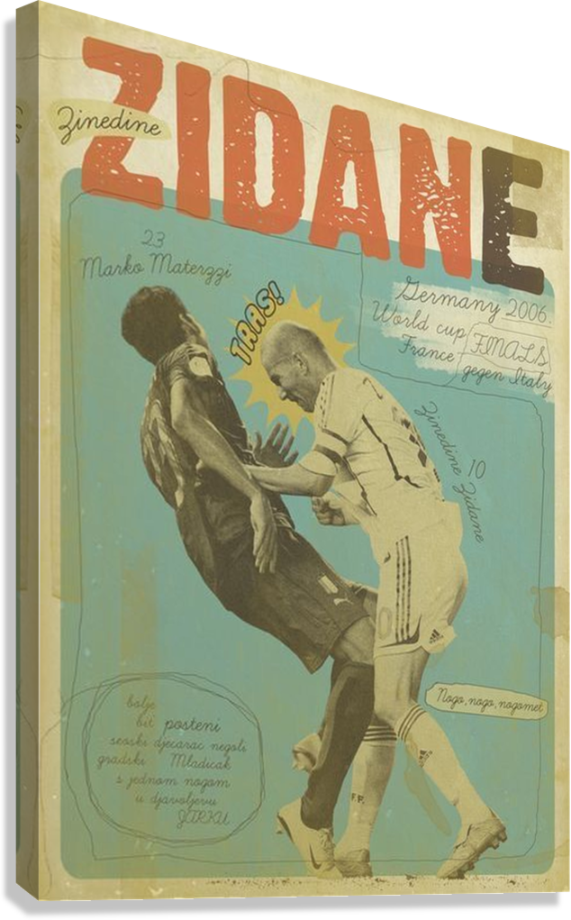 ZINEDINE ZIDANE VS MATERAZZI ICONIC MOMENT CANVAS POSTER