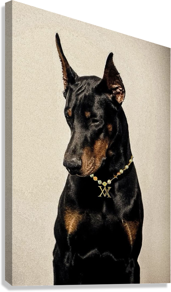 ELEGANT BLACK DOBERMAN AESTHETIC CANVAS POSTER
