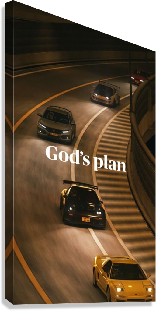 GOD’S PLAN MIDNIGHT SUPERCAR DRIVE CANVAS POSTER