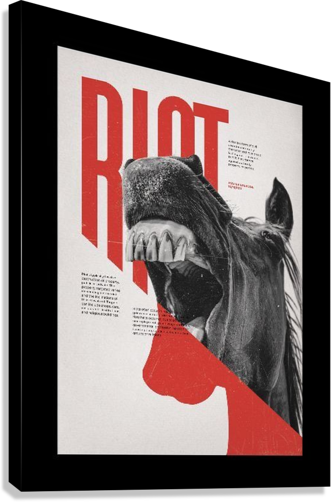 UNTAMED RIOT HORSE MODERN GRAPHIC CANVAS POSTER