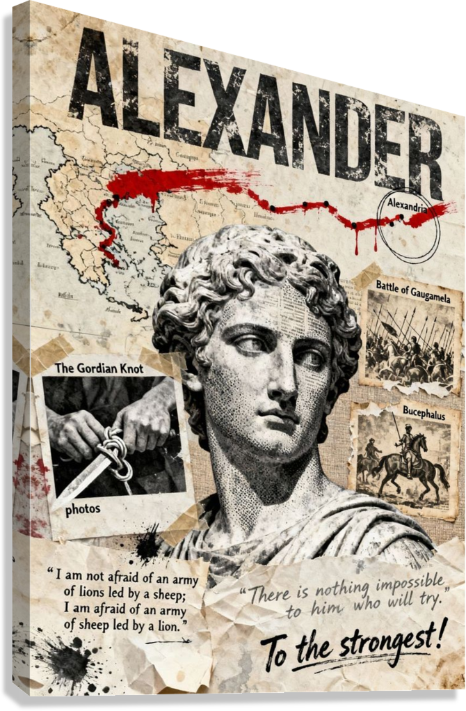 ALEXANDER THE GREAT EMPIRE CONQUEROR HISTORICAL LEGEND CANVAS POSTER