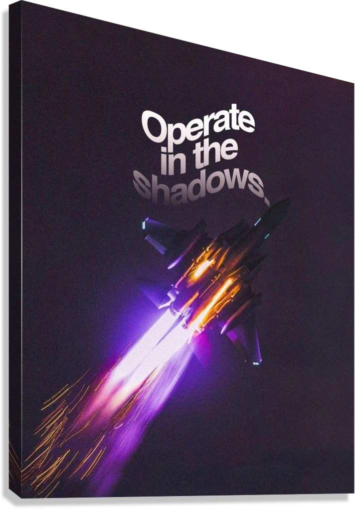 OPERATE IN THE SHADOWS NIGHT FLIGHT MILITARY JET CANVAS POSTER