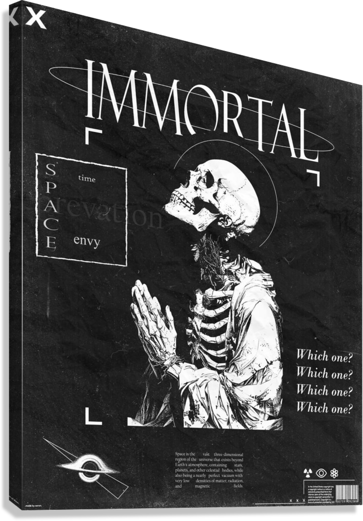 IMMORTAL EXISTENCE DARK PHILOSOPHY SKELETON AESTHETIC CANVAS POSTER