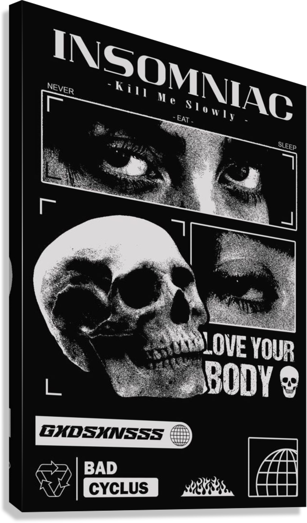 INSOMNIAC NEVER SLEEP DARK AESTHETIC NIGHT TERROR CANVAS POSTER
