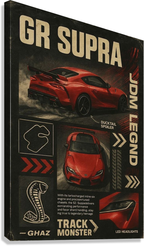 TOYOTA GR SUPRA JDM LEGEND TRACK MONSTER PERFORMANCE CANVAS POSTER