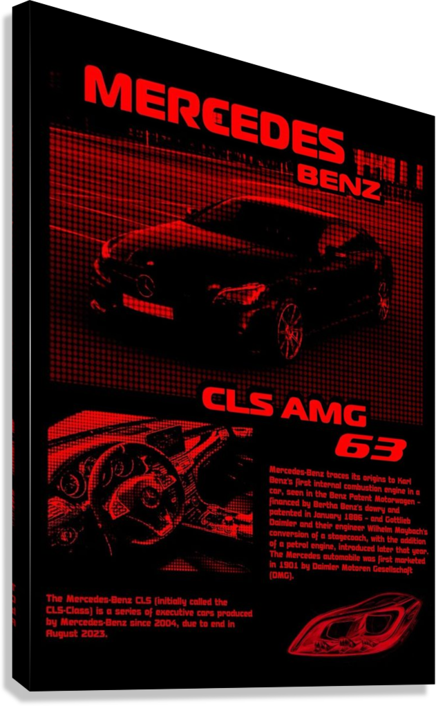 MERCEDES BENZ CLS 63 AMG DARK RED PERFORMANCE LUXURY CANVAS POSTER