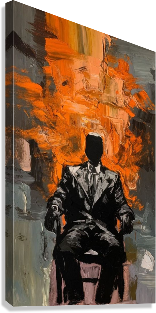 BURNING THOUGHTS THE SUIT WITH NO FACE ABSTRACT CHAOS CANVAS POSTER
