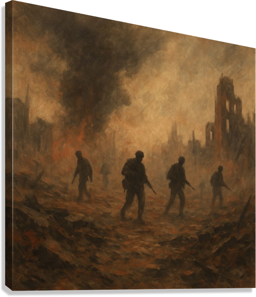 WALKING THROUGH HELL WARZONE CHAOS AND ENDURANCE CANVAS POSTER