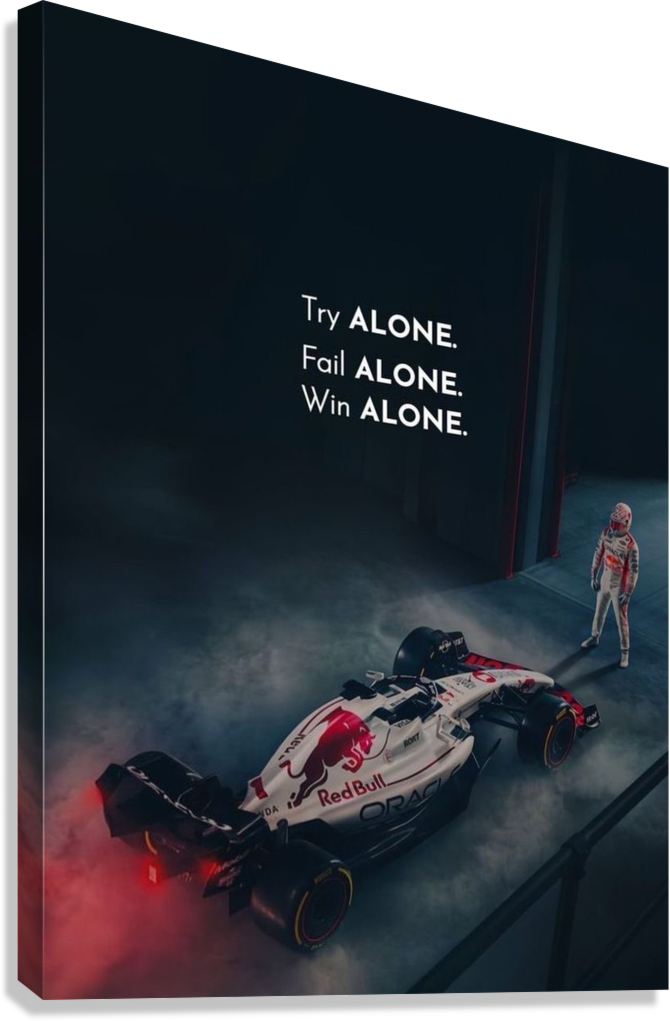 MAX VERSTAPPEN LONE WARRIOR F1 MINDSET RED BULL RACING CANVAS POSTER