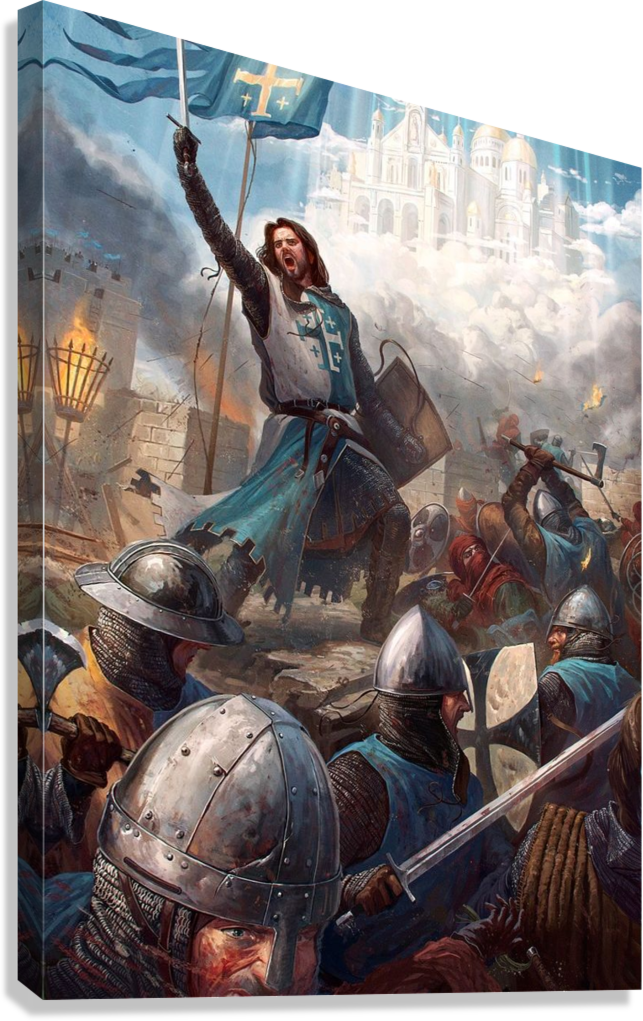 MEDIEVAL CRUSADE GLORY FAITH AND STEEL BATTLEFIELD CANVAS POSTER
