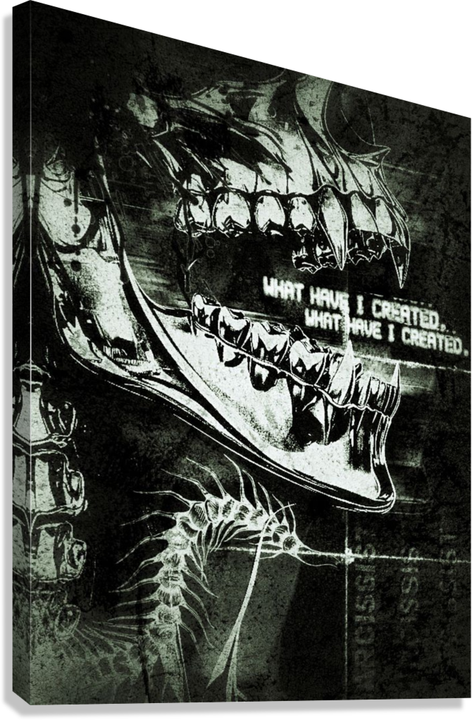 WHAT HAVE I CREATED DARK MONSTER SKULL GRUNGE AESTHETIC CANVAS POSTER