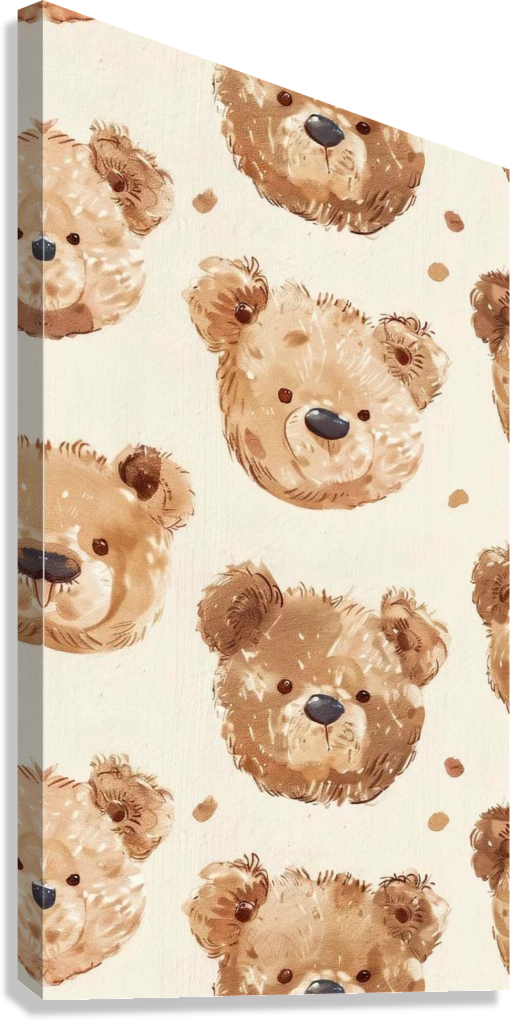 TEDDY BEAR NURSERY PATTERN CANVAS POSTER