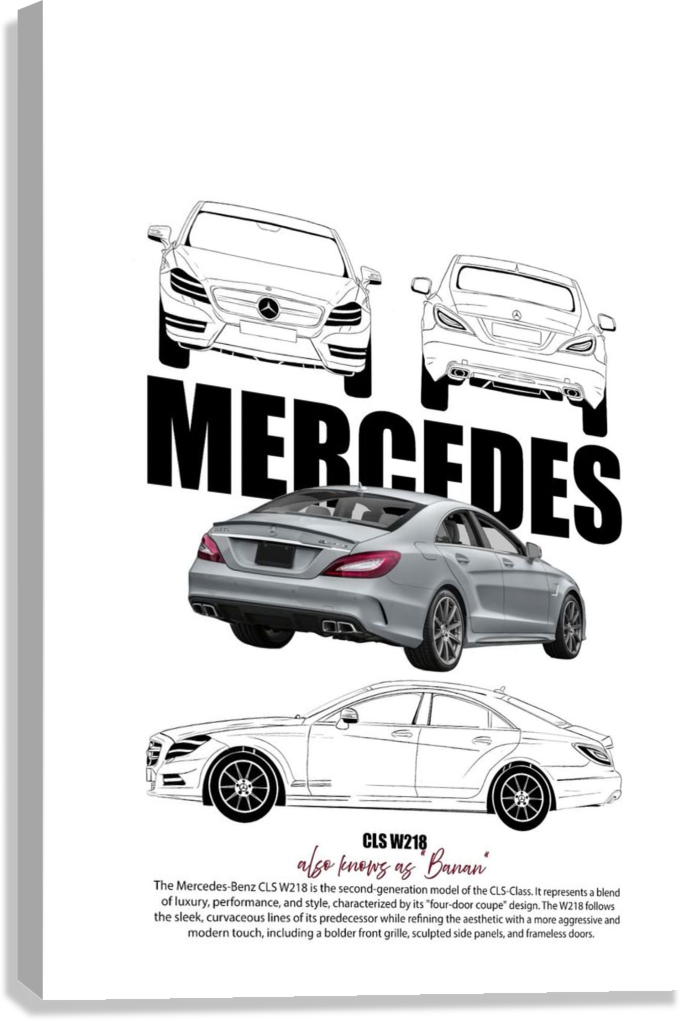MERCEDES BENZ CLS CLASS BLUEPRINT CANVAS POSTER