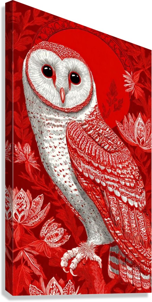 RED OWL FLORAL CANVAS POSTER