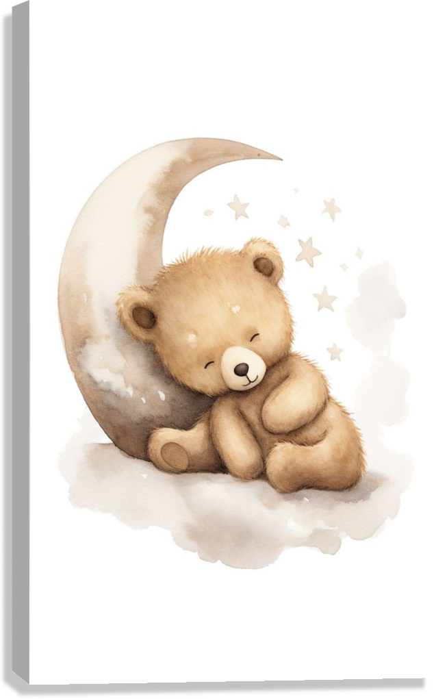 SLEEPY TEDDY MOON CANVAS POSTER
