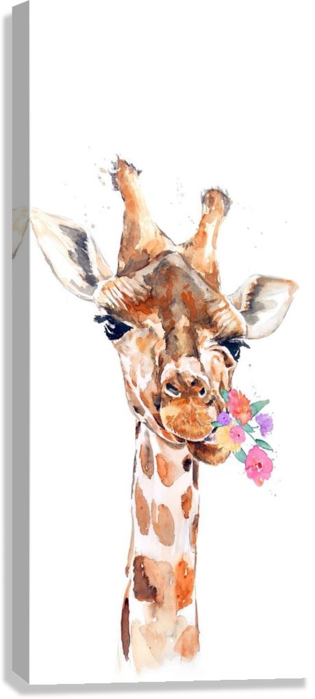 GIRAFFE WITH FLOWERS CANVAS POSTER