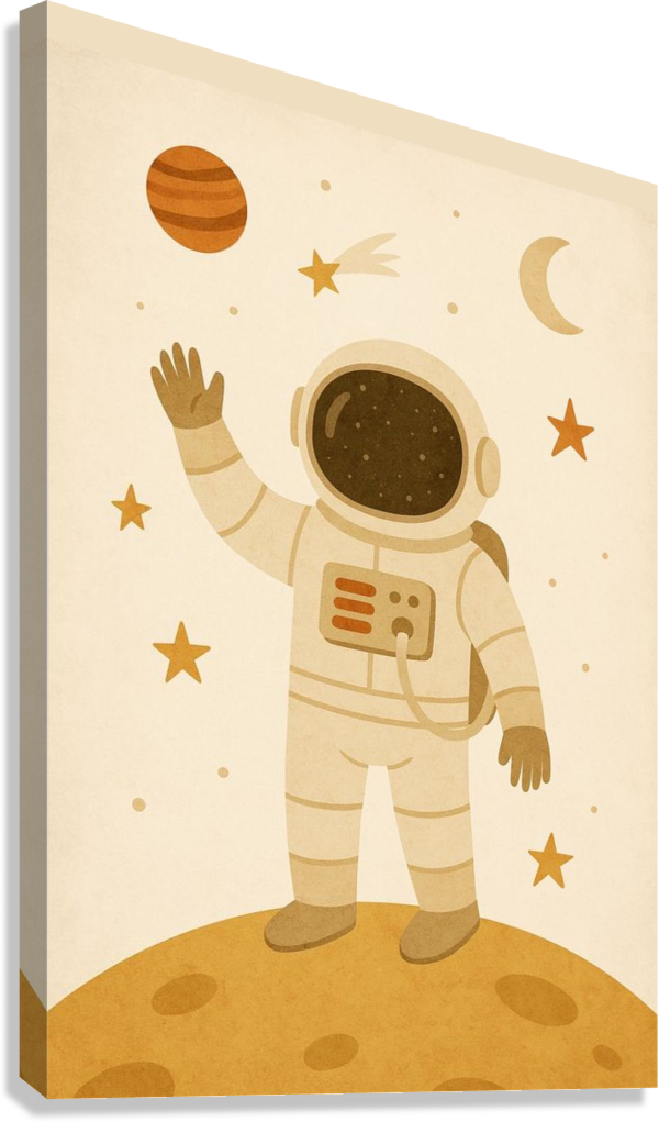 CUTE ASTRONAUT SPACE CANVAS POSTER