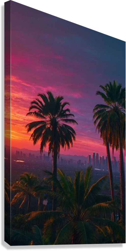 LOS ANGELES PURPLE SKY CANVAS POSTER