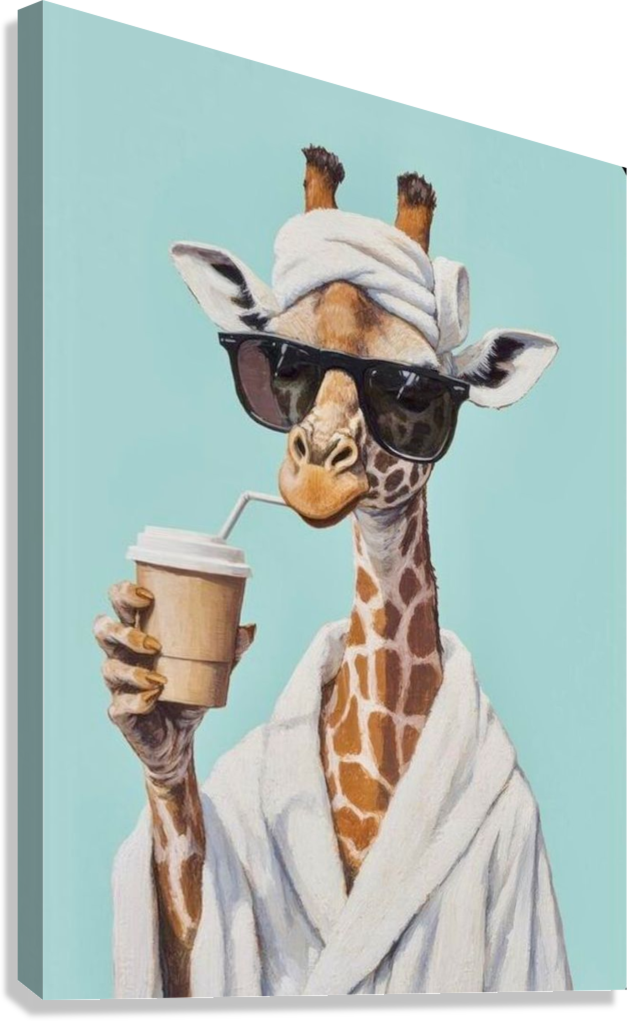 COOL GIRAFFE COFFEE CANVAS POSTER