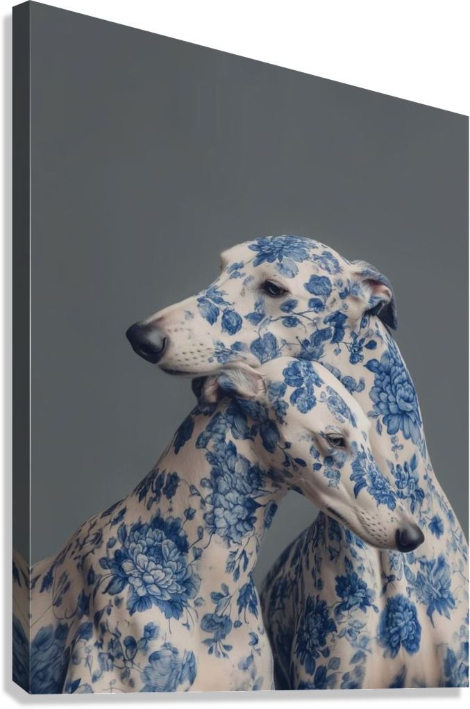CHINA BLUE DOGS CANVAS POSTER