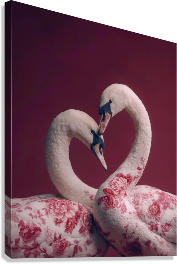 FLORAL SWAN LOVE CANVAS POSTER
