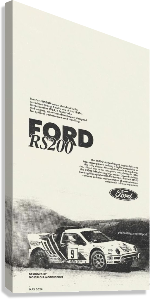 FORD RS 200 CANVAS POSTER
