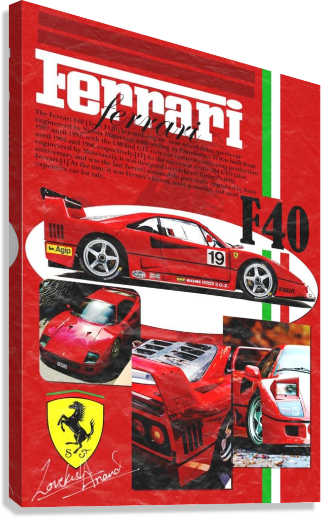 FERRARI F40 CANVAS POSTER