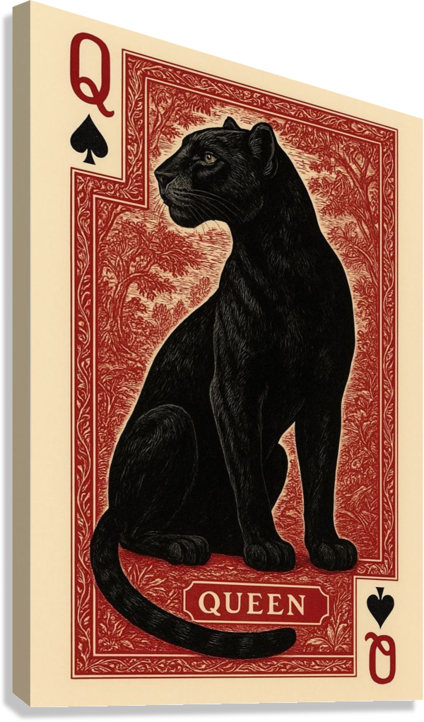 VINTAGE BLACK PANTHER QUEEN CARD CANVAS POSTER