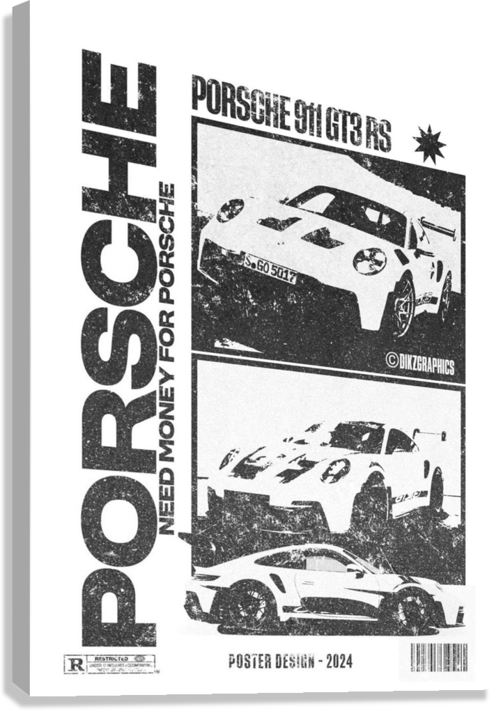 PORCHE 911 GT3 RS CANVAS POSTER