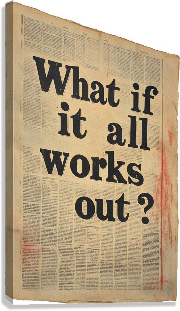 MOTIVATIONAL AESTHETIC NEWSPAPER "What if it all works out?" CANVAS POSTER