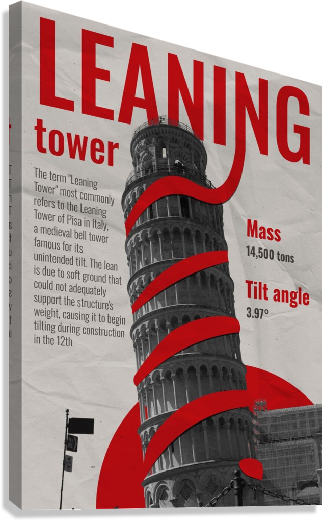 ITALY LANDMARK LEANING TOWER ART CANVAS POSTER