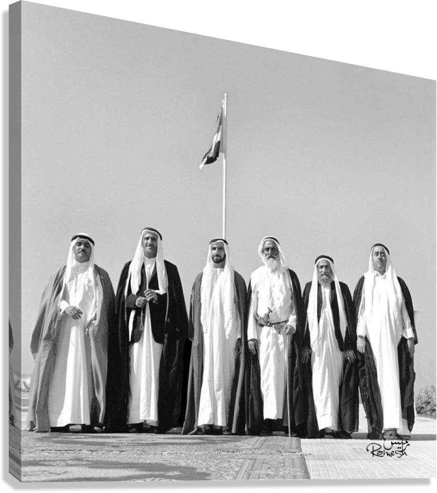 UAE FOUNDING FATHERS HISTORIC UNION MOMENT CANVAS POSTER