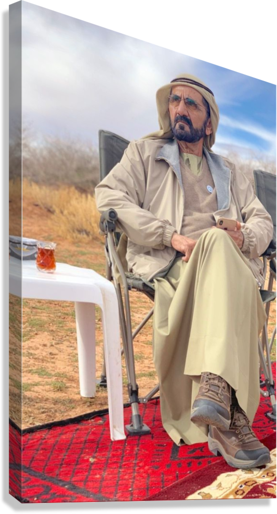 HH SHEIKH MOHAMMED BIN RASHID AL MAKTOUM DESERT REFLECTION CANVAS POSTER