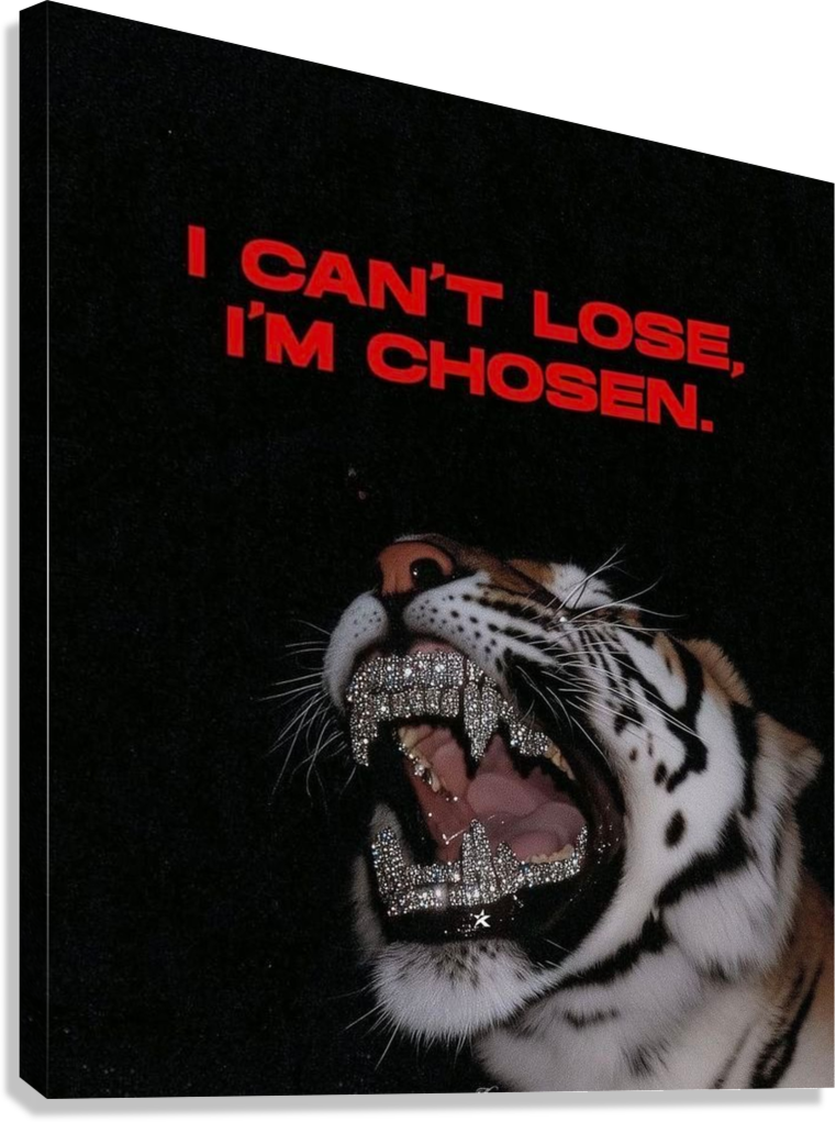 I CANT LOSE IM CHOSEN TIGER MOTIVATIONAL CANVAS POSTER
