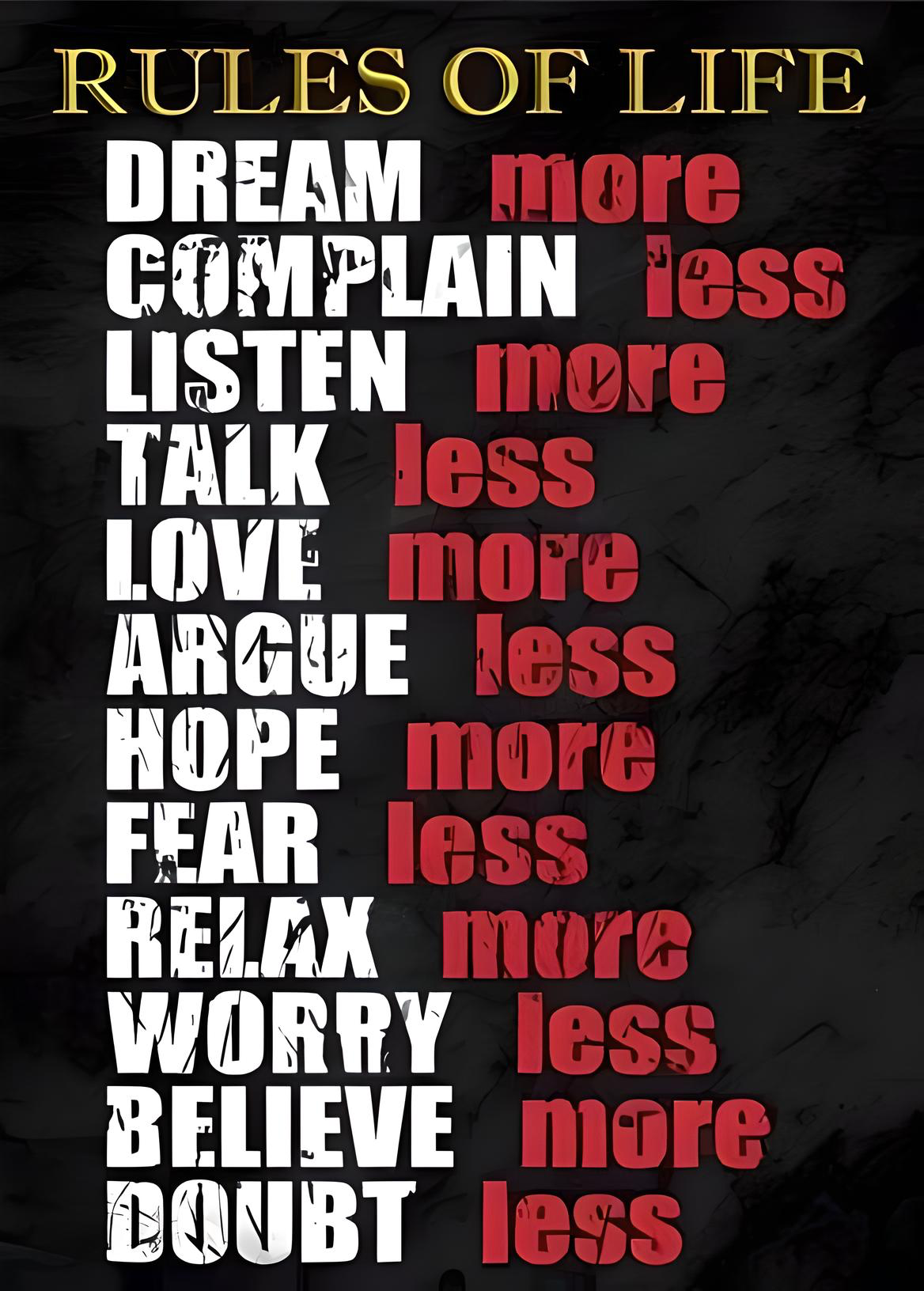 RULES OF LIFE MOTIVATIONAL CANVAS POSTER