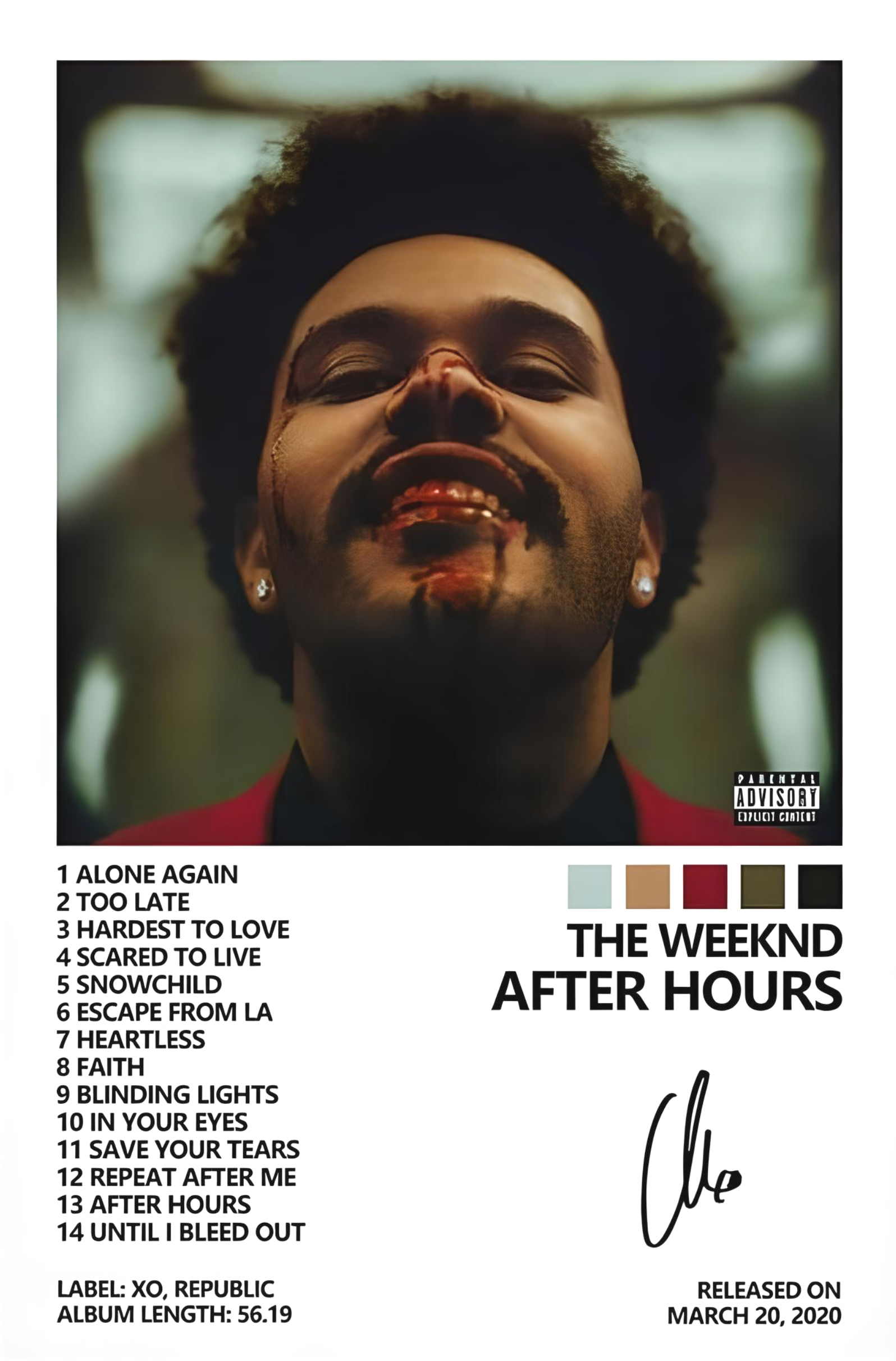 THE WEEKND " AFTER HOURS " CANVAS POSTER