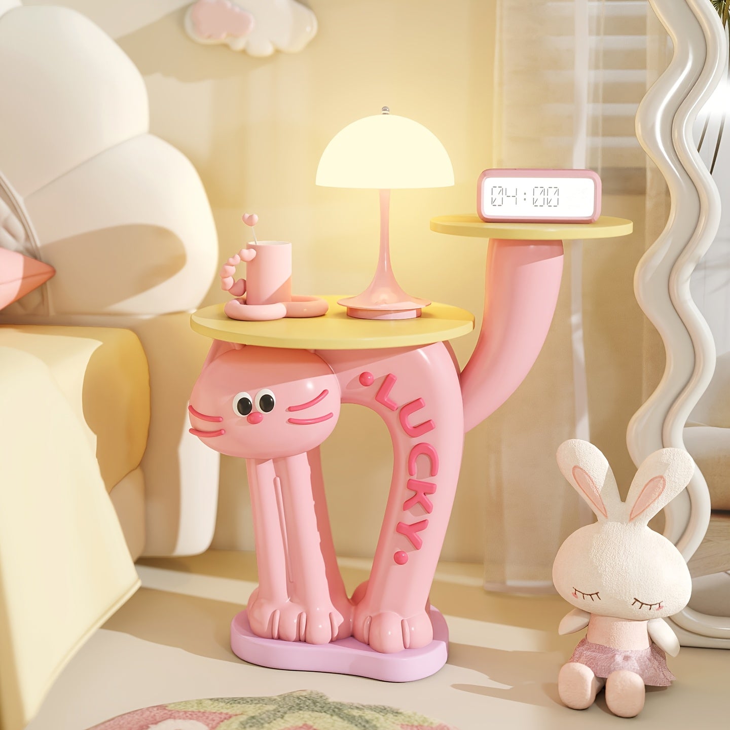 Tnessential Resin Cartoon Cat Double Tray Side Table 3D Decor